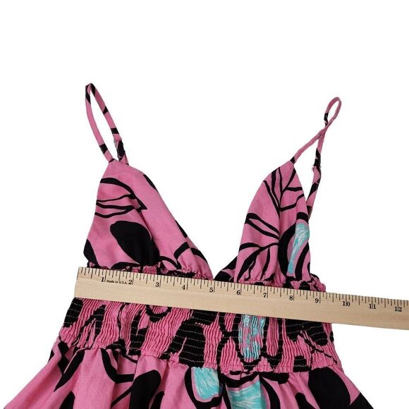 Zara Poplin Dress XS Pink Floral A-Line Midi V-Neck Spaghetti Bloggers Fave Boho - Picture 10 of 10